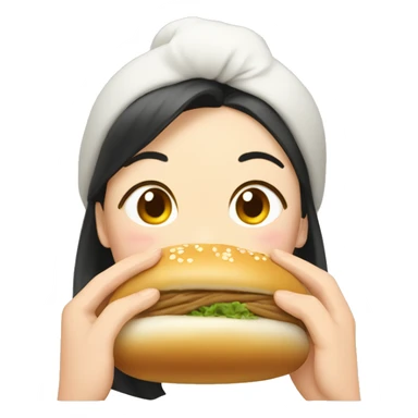 Person eating bao bun  sticker