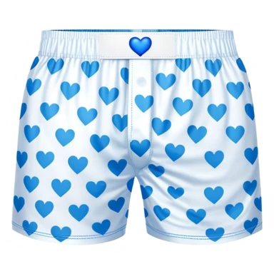 Blue heart patterned white pair of boxers sticker