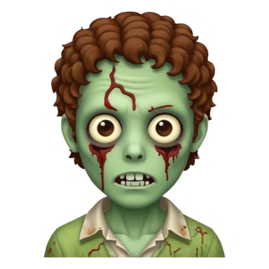 Zombie with lil bit curly medium brown hair sticker