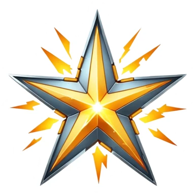 Half-broken star with sparks coming off sticker