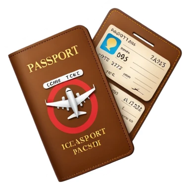 brown passaport and fly tickets sticker