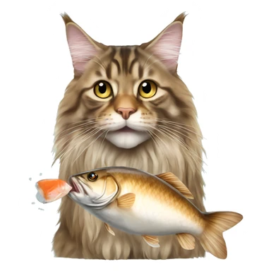 Maine coon eating fish sticker