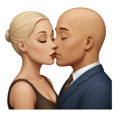 Bald man kissing white dark blonde woman sticker