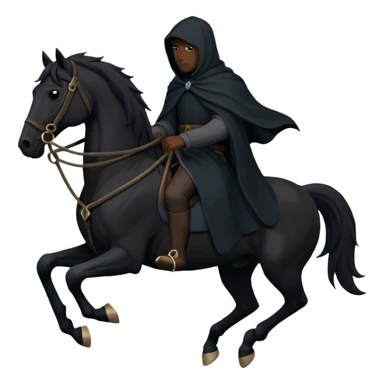 Nazgûl riding a black horse, shadowy and iconic, minimal details, Slack emoji style, no text sticker