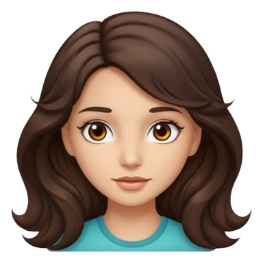 girl with wavy long dark brown hair, brown eyes, light to medium complexion, long lashes sticker