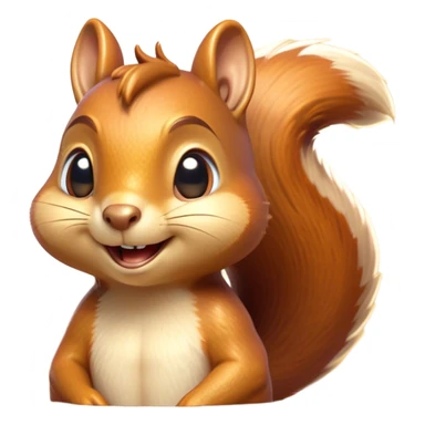 Cinematic Cheeky Squirrel Portrait Emoji, Head cocked to one side with a cheeky smirk and sparkling, impish eyes, featuring a compact, agile form with a luxuriously bushy tail and perky ears, Simplified yet remarkably expressive features, highly detailed, glowing with a playful, golden glow, high shine, mischievous and lively, stylized with an air of woodland naughtiness, soft glowing outline, capturing the essence of a cheeky squirrel that seems poised to leap out of the screen with a fun-loving attitude! sticker