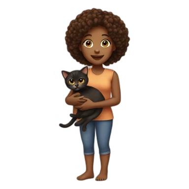 A black women holding a brown kitten sticker