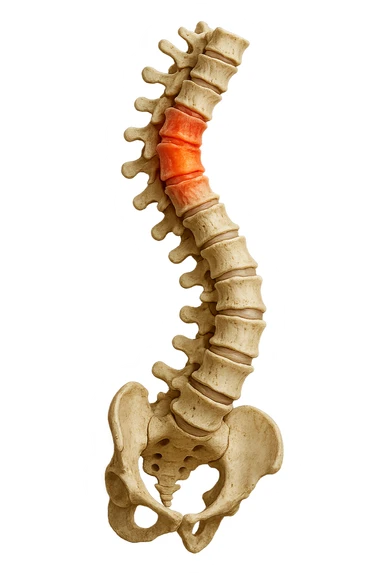 spina dorsale infiammata e storta, scoliosi, iperrealistico 4k sticker