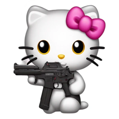 hello kitty with a gun sticker
