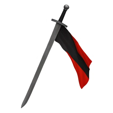 Red flag with black diagonal line with a sword in the middle  sticker