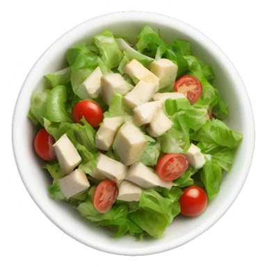 ceaser salad from top point of view in a white bowl sticker