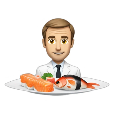 Macron qui mange sushis sticker