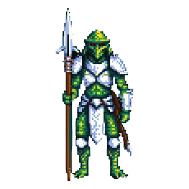 reptilian humanoid troglodyte warrior with spear from Heroes of Might and Magic 3 sticker