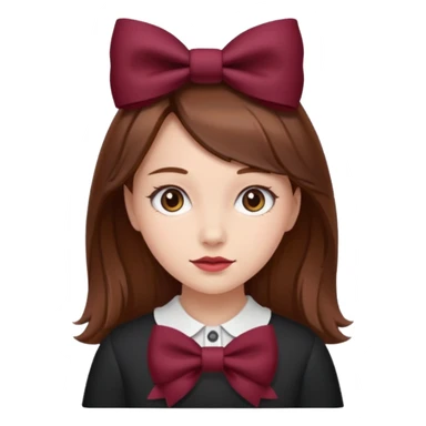 girl brown hair with a burgundy bow sticker