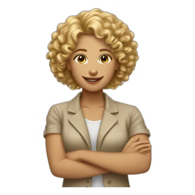 tan curly haired woman and blond oval headed woman shaking hands sticker