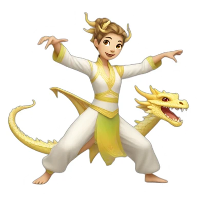 Albine white female human dragon dancing sticker