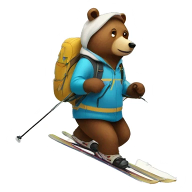 a bear skiing in the mountain  sticker