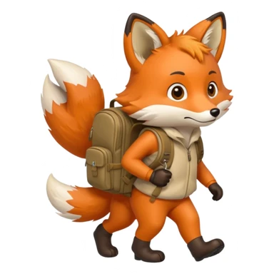 a fox walking with a backpack
 sticker