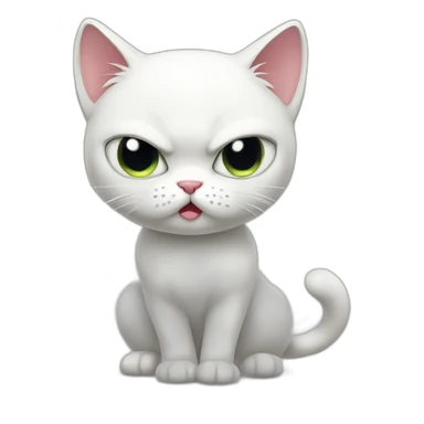 Fullbody White cat angry sticker
