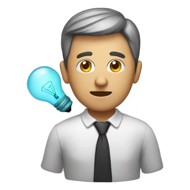 man with an information bulb sticker