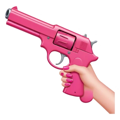 pink gun with a hand with long nails holding it sticker