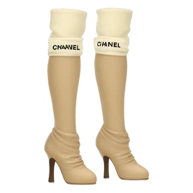 Chanel logo leg warmers beige sticker