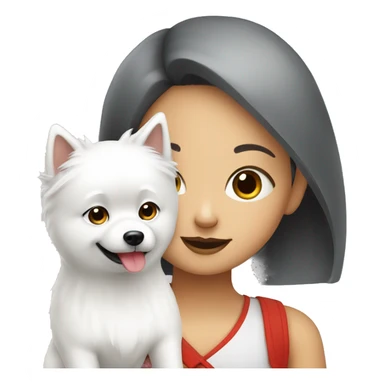 white spitz with asian girl sticker