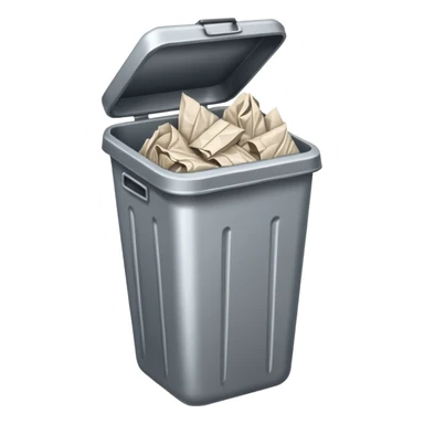 trash bin with paper sticker