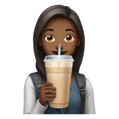 Girl drinking iced latte sticker