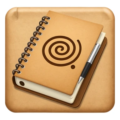 empaque de papel con una libreta anillada sobresaliendo sticker