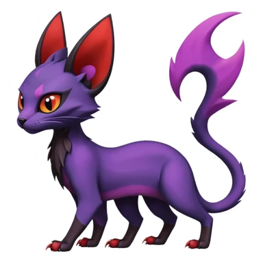 Black edgy Noivern-Noibat-Purloin-Torracat-Lykoi-Caracal-cat-Fakemon-fusion-hybrid-creature with violet and red scale markings sticker