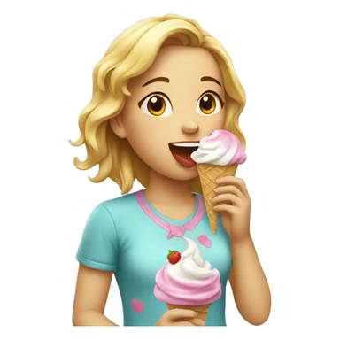 Girl licking icecream  sticker