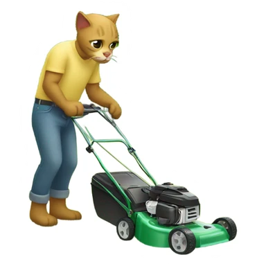 cat mowing lawns sticker