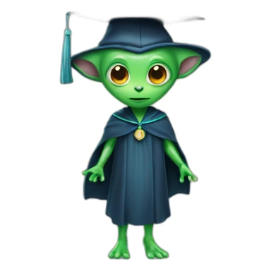cutie alien whole body with a college mortarboard sticker