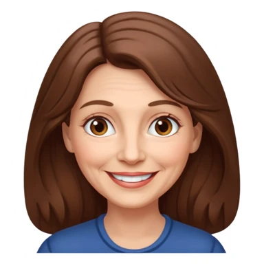 Woman 70, long brown hair, brown eyes, smiling sticker