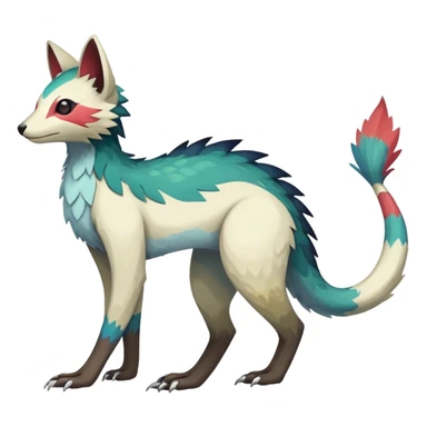 Rare realistic exotic edgy dark gothic gloomy epic pretty beautiful handsome gorgeous aesthetic colorful vibrant Vernid-Trico-species-Fakemon-creature by LiLaiRa, 4 legs, 1 tail, random markings, (full body) sticker