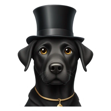 Black lab with a top hat sticker