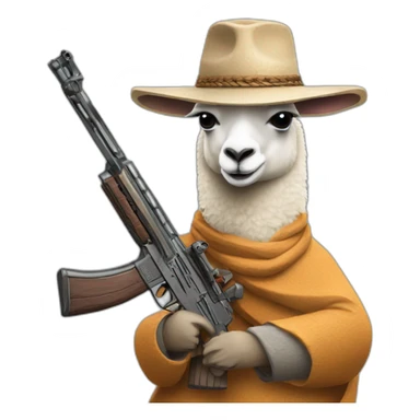 Lama avec un fusil sticker