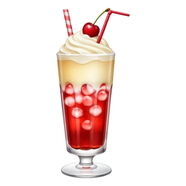 Japanese cream soda on a glass with ice cherry on top sticker