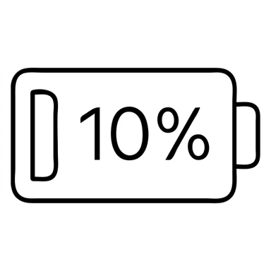 Low battery icon showing 10% power remaining sticker