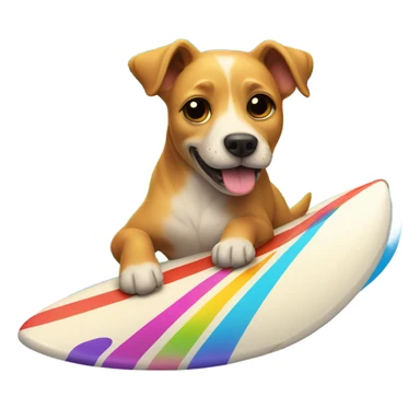 Dog surfing on a rainbow sticker