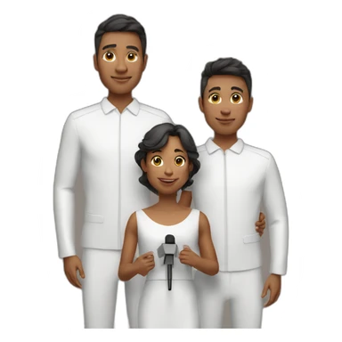 Mother with two sons on the third podium at the award ceremony sticker