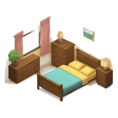 isometric bedroom sticker
