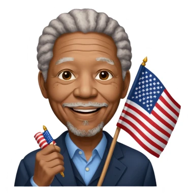 morgan freeman holding an american flag sticker
