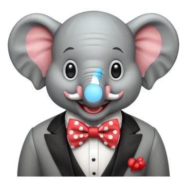 Elephant clown with big bowtie, half body sticker