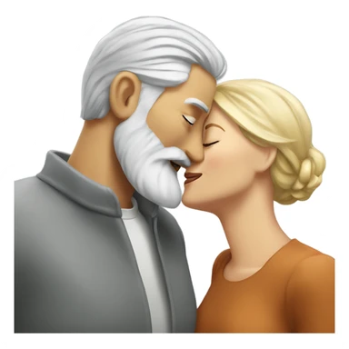 Gray haired man with beard kissing blonde woman sticker