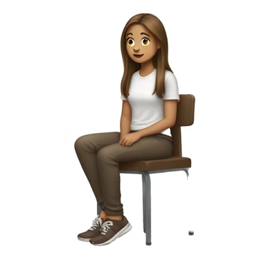 white brown hair girl sitting while onwards and backards legs sticker