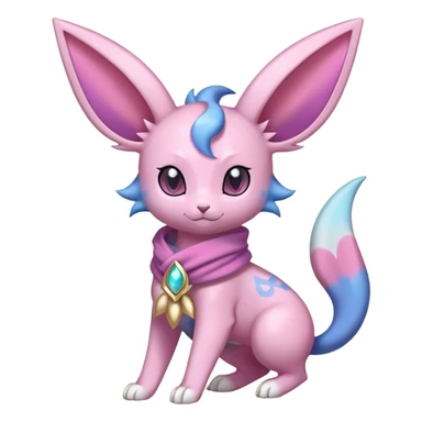 Shiny Cool Sparkly Cute Espeon-Sylveon-Nidorino-Fakemon-hybrid-fusion with a scarf full body sticker