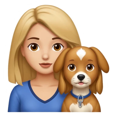 Chica castaña clara con su mascota sticker