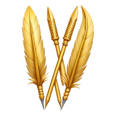 two golden quills crossing in front of each other sticker